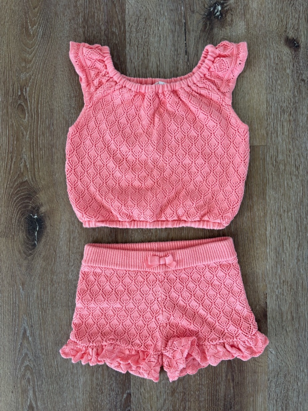 Janie and Jack Pink Gate away Crochet Top and Shorts Matching Set Size: 3T| Boho